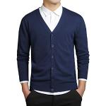 Blaue Unifarbene V-Ausschnitt Herrencardigans mit Knopf aus Baumwolle Größe L für den für den Frühling 