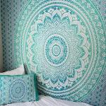 Reduzierte Boho Tischdecken mit Mandala-Motiv aus Textil maschinenwaschbar 130x150 