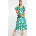 Reduzierte Grüne Blumenmuster Mango Damenkleider aus Baumwolle Übergrößen 