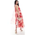 Rosa Blumenmuster Mango V-Ausschnitt Trägerkleider aus Polyester für Damen Größe XS 