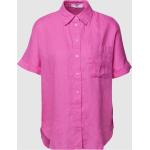 Pinke Unifarbene Mango Hemdblusen aus Leinen für Damen Größe XS 