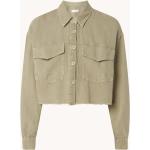 Armeegrüne Unifarbene Mango Tunika-Blusen Cropped für Damen Größe M 
