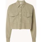 Reduzierte Armeegrüne Unifarbene Mango Tunika-Blusen Cropped für Damen Größe S 