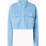 Hellblaue Unifarbene Mango Tunika-Blusen für Damen Größe M 