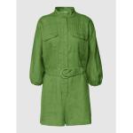 Reduzierte Grüne Unifarbene Mango Playsuits & Kurze Overalls aus Leinen für Damen Größe L 