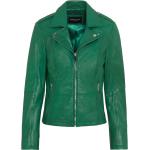 Grüne Übergangsjacken aus Leder für Damen Größe S 