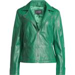 Grüne Übergangsjacken aus Leder für Damen Größe L 