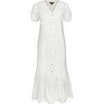 Weiße Unifarbene Manguun Collection Maxi Spitzenkleider mit Volants für Damen Größe XS 