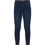 Blaue Bestickte Manguun Slim Fit Jeans mit Reißverschluss aus Denim für Damen Größe XS 