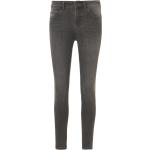 Graue Bestickte Manguun Slim Fit Jeans mit Reißverschluss aus Denim für Damen 