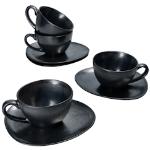 Schwarze MamboCat Kaffeetassen-Sets aus Steingut spülmaschinenfest 4-teilig 4 Personen 
