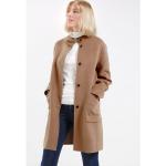 Kamelbraune Unifarbene Casual Manisa Maxi Stehkragen Winterjacken aus Wolle enganliegend für Damen Größe XL 