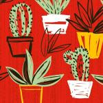 Rote Mank Stoffservietten mit Kaktus-Motiv aus Textil Breite 0-50cm, Höhe 0-50cm, Tiefe 0-50cm 50-teilig 