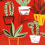 Rote Moderne Mank Papierservietten mit Kaktus-Motiv Breite 0-50cm, Höhe 0-50cm, Tiefe 0-50cm 100-teilig 