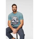 Blaue Melierte Casual Kurzärmelige Man's World Rundhals-Ausschnitt T-Shirts aus Jersey für Herren Größe 5 XL 
