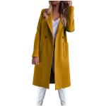 Gelbe Karo Elegante Winddichte Trenchcoats lang aus Kunstfell für Damen Größe L Große Größen für den für den Winter 