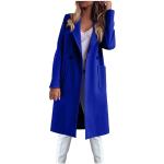 Royalblaue Business Winddichte Maxi Trenchcoats lang aus Kunstfell für Damen Größe S für den für den Herbst 