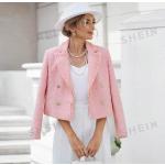 Pinke Elegante SheIn Tweed-Mäntel mit Fransen aus Tweed für Herren Größe XS 