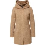 Cremefarbene Melierte ONLY Vigga Kapuzenmäntel mit Reißverschluss aus Wolle mit Kapuze für Damen Größe S für den für den Winter 
