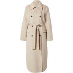 Reduzierte Cremefarbene Unifarbene Maxi Trenchcoats lang mit Gürtel aus Wolle für Damen Größe XS Große Größen für den für den Winter 
