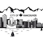 Wandtattoo No.JS3 Vancouver Skyline WandSticker WandTattoo Kanada Metropole, Farbe:Schwarz;Größe:57cm x 160cm