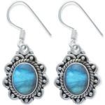 Blaue Ohrhänger mit Ländermotiv glänzend aus Silber für Damen 