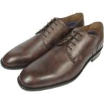 Reduzierte Dunkelbraune Business Manz Derby Schuhe mit Schnürsenkel in Komfortweite aus Kalbsleder mit herausnehmbarem Fußbett für Herren Größe 39,5 