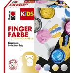 Marabu 0303000000086 - KiDS Fingerfarben-Set Sternenglanz mit leuchtenden Farben, 4 x 100 ml, vegan, auswaschbar, für Kinder ab 3 Jahren