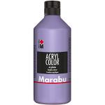 Marabu 12010075007 - Acryl Color lavendel 500 ml, cremige Acrylfarbe auf Wasserbasis, schnell trocknend, lichtecht, wasserfest, zum Auftragen mit Pinsel und Schwamm auf Leinwand, Papier und Holz