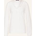 Weiße Langärmelige Marc Aurel V-Ausschnitt Blusenshirts & Schlusen aus Viskose für Damen Größe S 