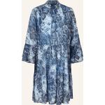 Blaue Animal-Print Boho Marc Aurel Kleider A-Linie mit Volants aus Polyester für Damen Größe L 