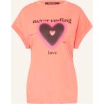 Lachsfarbene Marc Aurel T-Shirts mit Herz-Motiv aus Baumwolle für Damen Größe L 