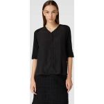 Schwarze Unifarbene Kurzärmelige Marc Cain V-Ausschnitt Blusenshirts & Schlusen aus Baumwolle für Damen Größe S 