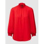 Rote Unifarbene Langärmelige Marc Cain Stehkragen Langarmblusen aus Polyester für Damen Größe L 