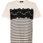 Weiße Gestreifte Elegante Marc Cain Collections Rundhals-Ausschnitt T-Shirts aus Spitze für Damen Größe L 