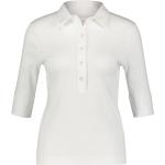 Weiße Kurzärmelige Marc Cain Kurzarm-Poloshirts aus Baumwollmischung für Damen Größe L 