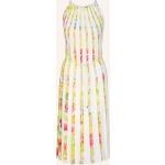 Gelbe Elegante Ärmellose Marc Cain Midi Rundhals-Ausschnitt Plisseekleider aus Polyester für Damen Größe M für den für den Sommer 