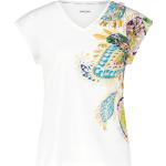 Weiße Kurzärmelige Marc Cain V-Ausschnitt T-Shirts für Damen Größe XS für den für den Sommer 