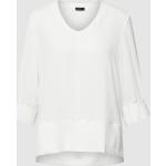 Offwhitefarbene Unifarbene Langärmelige Marc Cain V-Ausschnitt V-Shirts aus Baumwolle für Damen Größe XS 