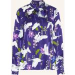 Violette Blumenmuster Marc Cain Stehkragen Festliche Blusen aus Seide für Damen Größe S 