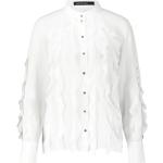 Weiße Elegante Marc Cain Stehkragen Festliche Blusen mit Rüschen aus Chiffon für Damen Größe M 