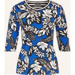 Royalblaue Blumenmuster 3/4-ärmelige Marc Cain T-Shirts aus Baumwollmischung für Damen Größe L 