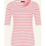 Pinke Gestreifte Kurzärmelige Marc Cain T-Shirts aus Baumwolle für Damen Größe M 