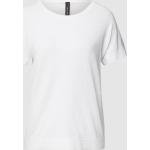 Offwhitefarbene Marc Cain U-Boot-Ausschnitt T-Shirts aus Leinen für Damen Größe L 