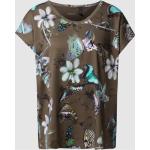 Khakifarbene Blumenmuster Marc Cain T-Shirts aus Baumwollmischung für Damen Größe XS 