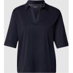 Marineblaue Marc Cain V-Ausschnitt T-Shirts aus Baumwolle für Damen Größe M 