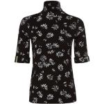 Schwarze Halblangärmelige Marc Cain Rollkragen T-Shirts aus Baumwolle für Damen Größe L 