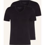 Schwarze Kurzärmelige Marc O'Polo Nachhaltige V-Ausschnitt V-Shirts aus Baumwolle für Herren Übergrößen 2-teilig 