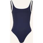 Dunkelblaue Marc O'Polo Nachhaltige Badeanzüge mit hohem Beinausschnitt aus Polyamid ohne Bügel für Damen Größe M 