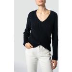 Mitternachtsblaue Unifarbene Marc O'Polo Bio V-Ausschnitt Wollpullover für Damen Größe XL - versandkostenfrei 